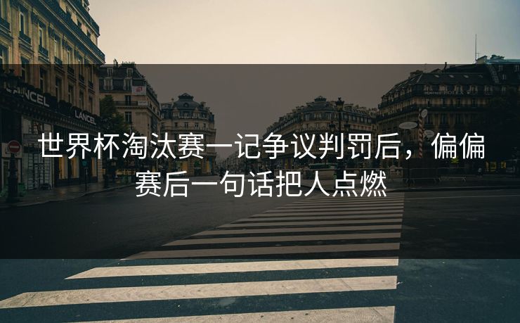 世界杯淘汰赛一记争议判罚后，偏偏赛后一句话把人点燃