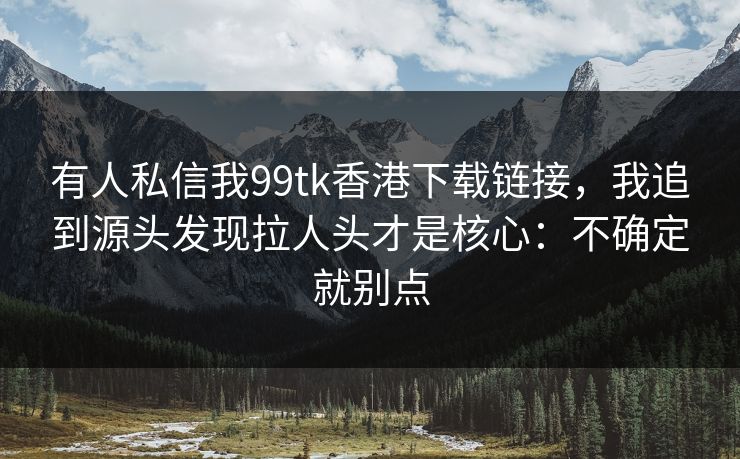 有人私信我99tk香港下载链接，我追到源头发现拉人头才是核心：不确定就别点