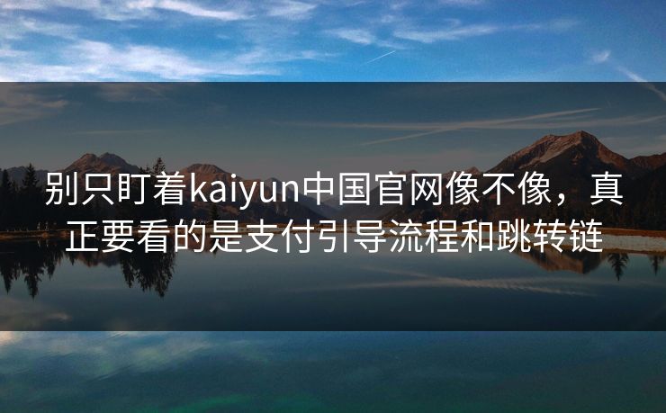 别只盯着kaiyun中国官网像不像，真正要看的是支付引导流程和跳转链