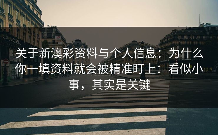 关于新澳彩资料与个人信息：为什么你一填资料就会被精准盯上：看似小事，其实是关键