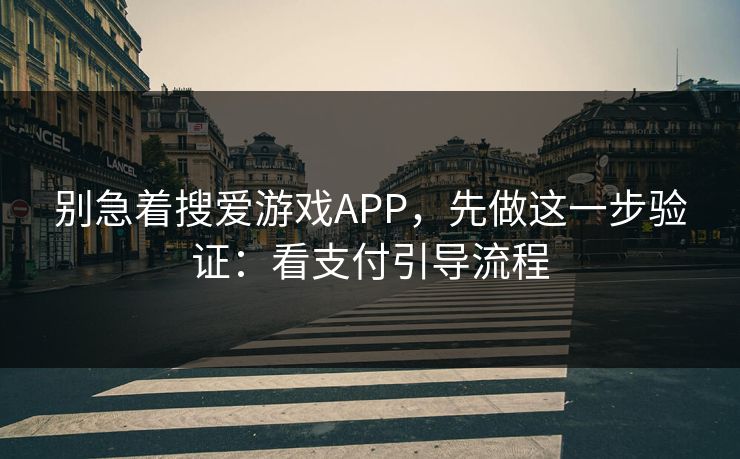 别急着搜爱游戏APP，先做这一步验证：看支付引导流程