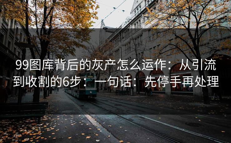99图库背后的灰产怎么运作：从引流到收割的6步：一句话：先停手再处理